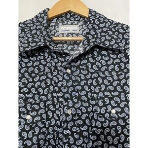 Wrangler Western Shirt XL Black Paisley Short Sleeve Pearl‎ Snap Wrancher Cowboy